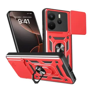 Redmi Note 14 4G Pars Lens Yüzüklü Silikon - Kırmızı