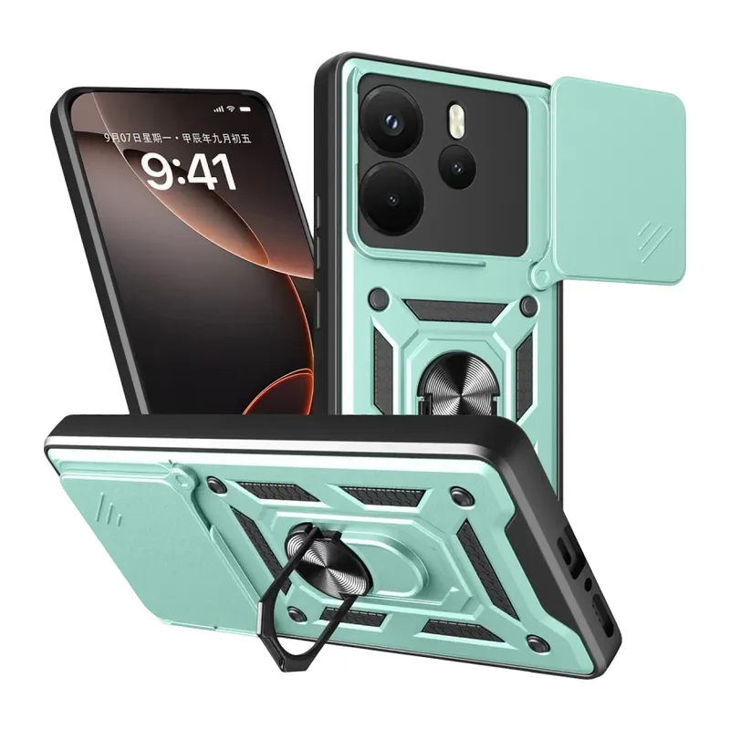 Redmi Note 14 4G Pars Lens Yüzüklü Silikon - Yeşil