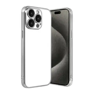 iPhone 15 Pro Max Lensli Silikon - Gümüş