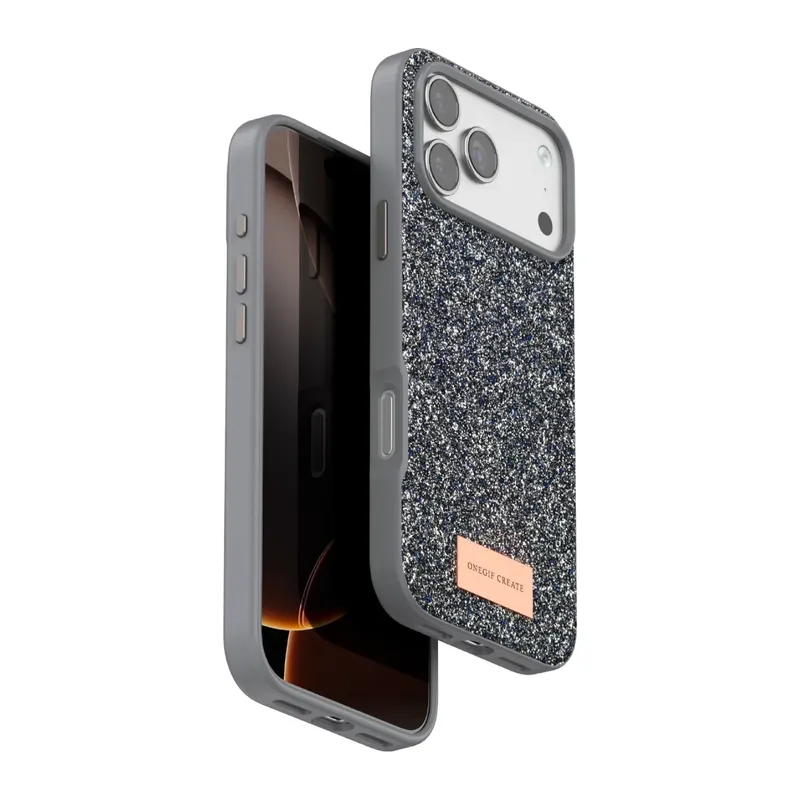 iPhone 17 Pro Bright Simli Kapak - Gümüş
