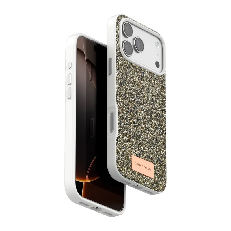 iPhone 17 Pro Bright Simli Kapak - Çöl Titanyum