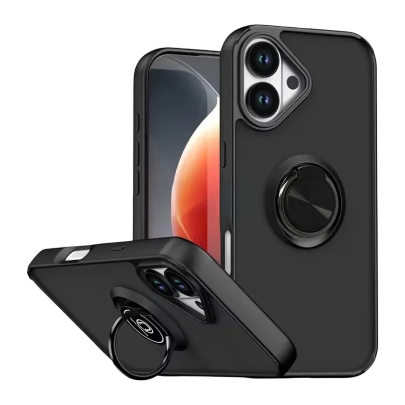 iPhone 17 Montreal Yüzüklü Silikon Kapak - Siyah