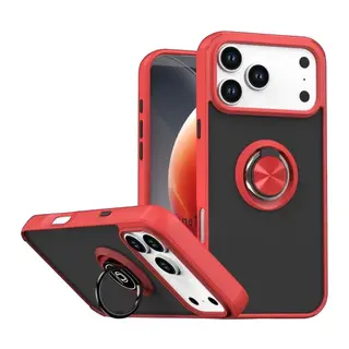 iPhone 17 Pro Montreal Yüzüklü Silikon Kapak - Kırmızı