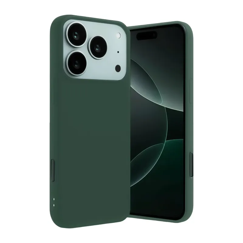 iPhone 17 Pro Nano içi Kadife Silikon - Koyu Yeşil