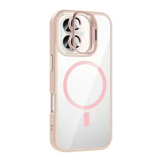 iPhone 17 Remim Lensli Magsafe Standlı Kapak - Pembe