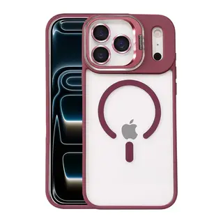 iPhone 17 Pro Max Remim Lensli Magsafe Standlı Kapak - Bordo