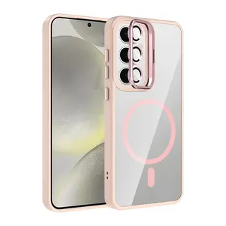 Samsung Galaxy S24 FE Remim Lensli Magsafe Standlı Kapak - Pembe
