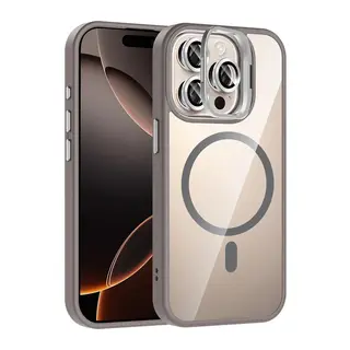 iPhone 15 Pro Max Remim Lensli Magsafe Standlı Kapak - Titan Gri