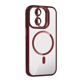 iPhone 11 Remim Lensli Magsafe Standlı Kapak - Bordo