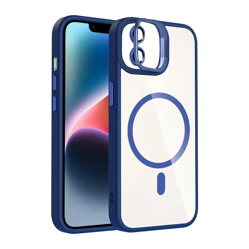 iPhone 11 Remim Lensli Magsafe Standlı Kapak - Lacivert