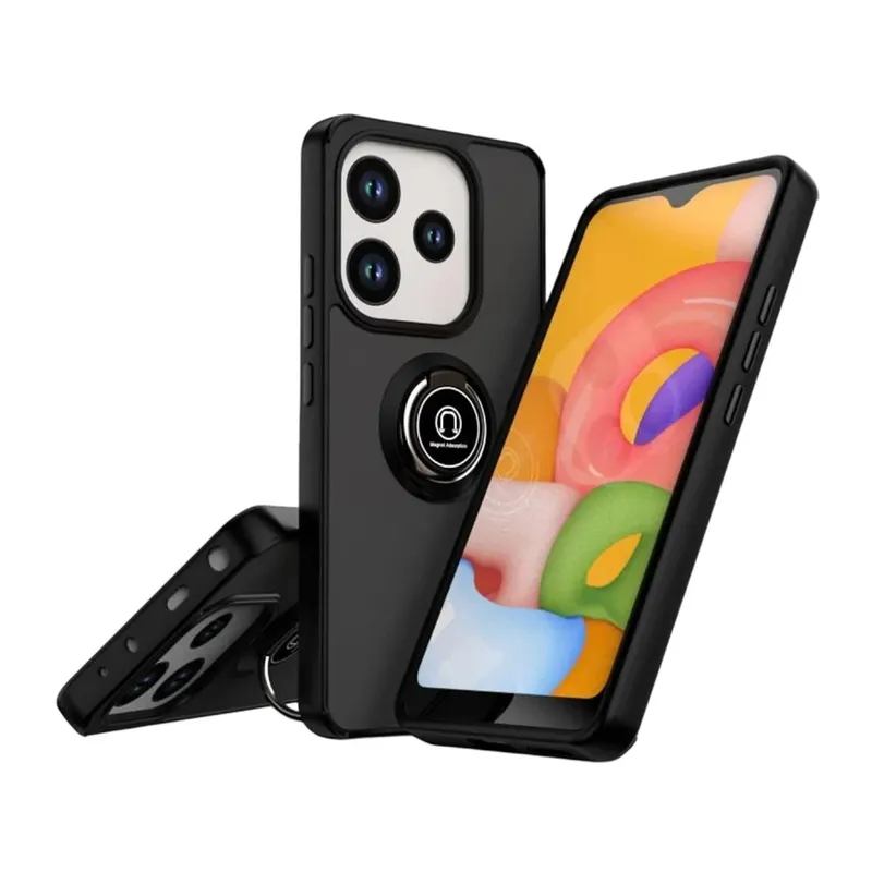 Redmi Note 14 4G Montreal Yüzüklü Silikon Kapak - Siyah