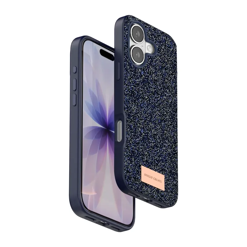 iPhone 17 Bright Simli Kapak - Mavi