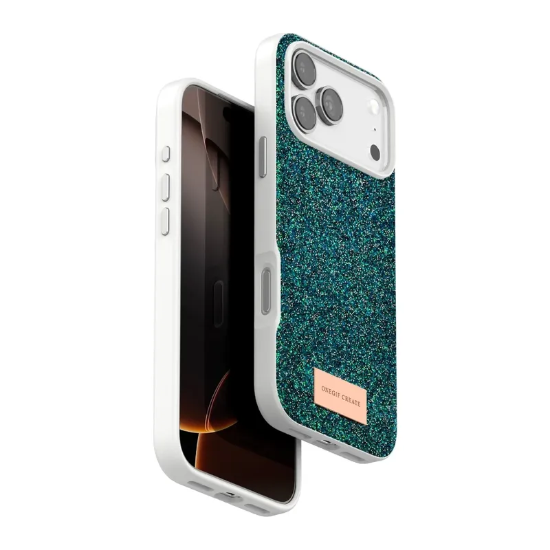 iPhone 17 Pro Max Bright Simli Kapak - Koyu Yeşil