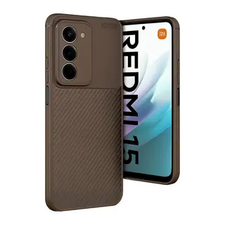 Redmi 15 4G Auto Focus Karbon Kapak - Kahverengi