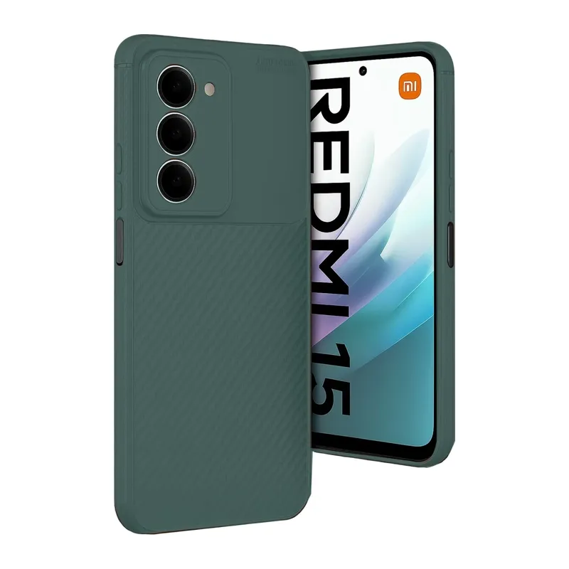 Redmi 15 4G Auto Focus Karbon Kapak - Koyu Yeşil