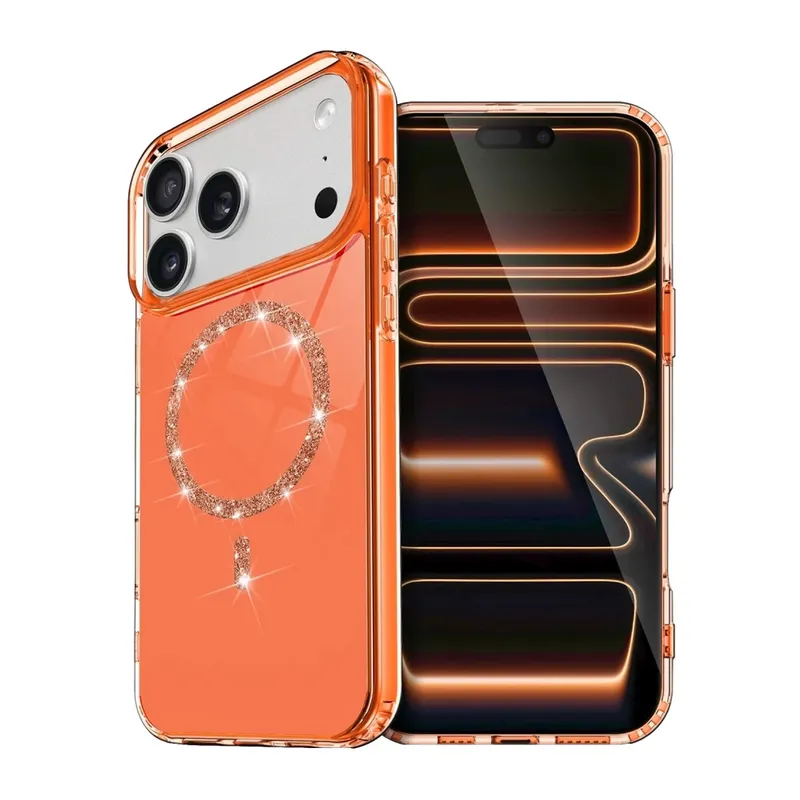 iPhone 17 Pro Max Live Diamond Magsafe Kapak - Turuncu