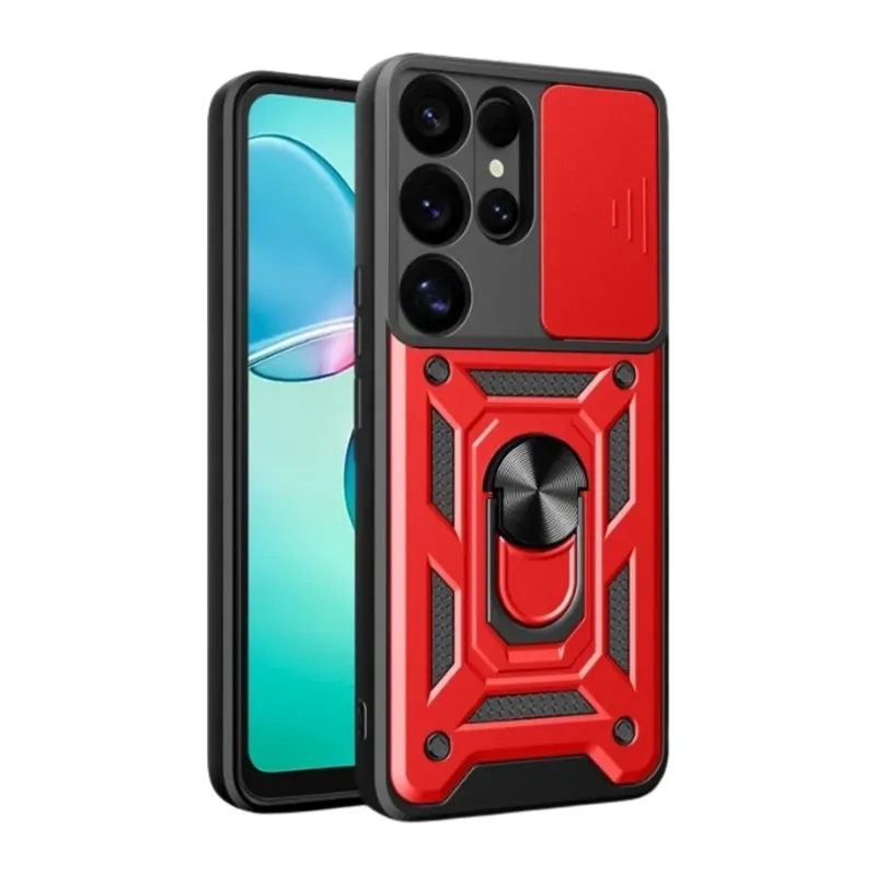 Samsung Galaxy S26 Ultra Pars Lens Yüzüklü Silikon - Kırmızı