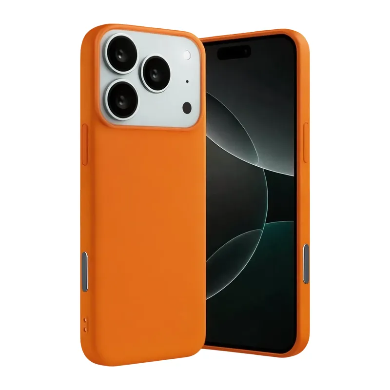 iPhone 17 Pro Nano içi Kadife Silikon - Turuncu