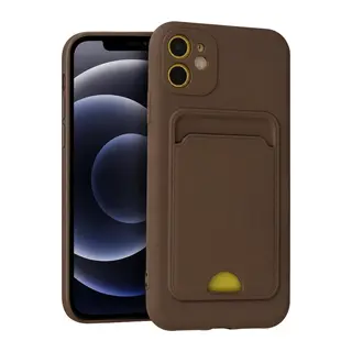 iPhone 11 Kılıf Kelvin Kartvizitli Silikon - Kahverengi
