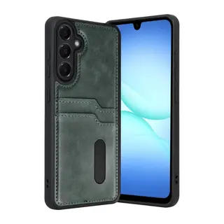 Samsung Galaxy A37 5G Sara Kartvizitli Deri Kılıf - Yeşil