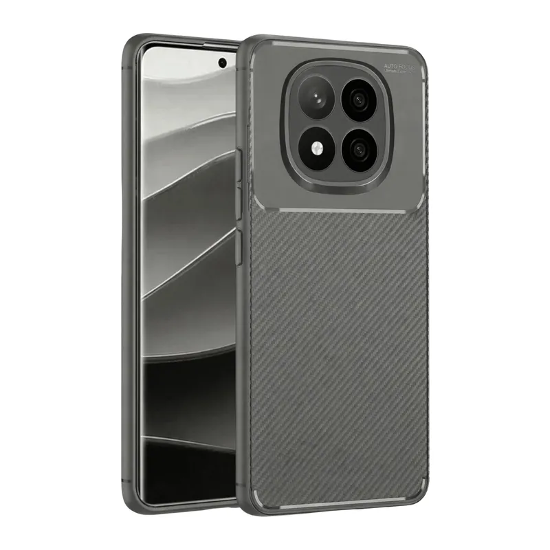 Redmi Note 14 Pro Plus Kılıf Auto Focus Karbon Kapak - Gri