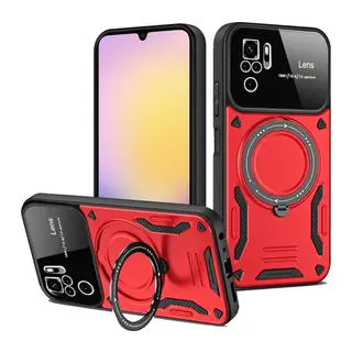 Redmi Note 10S Kılıf Joy Lens Standlı Kapak - Kırmızı