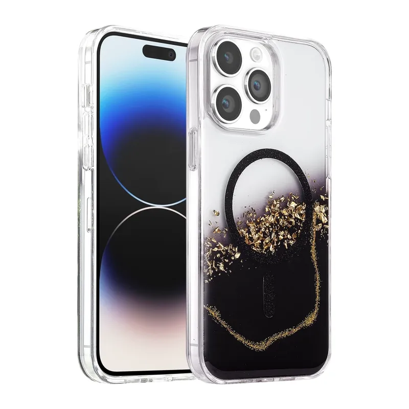 iPhone 14 Pro Max Lotus Simli Magsafe Kapak - Siyah