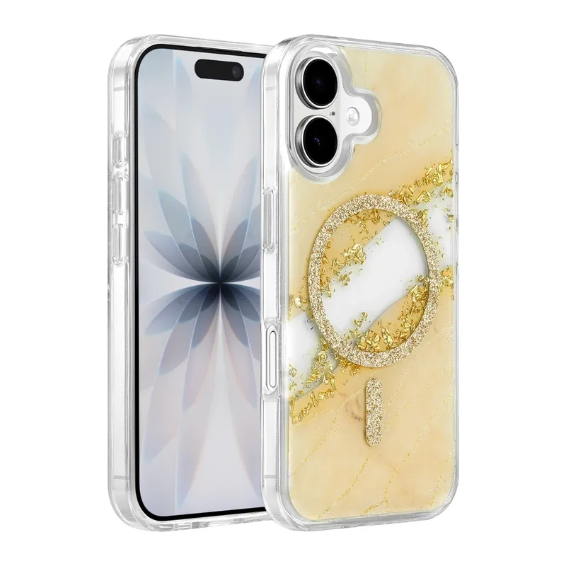 iPhone 16 Lotus Simli Magsafe Kapak - Gümüş