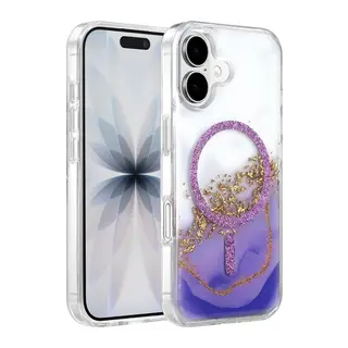iPhone 16 Lotus Simli Magsafe Kapak - Mor