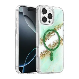 iPhone 16 Pro Max Lotus Simli Magsafe Kapak - Yeşil
