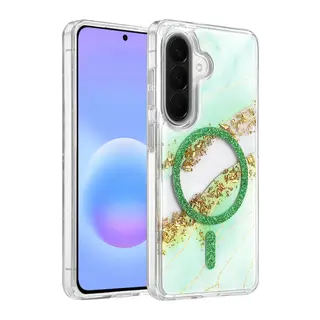 Samsung Galaxy A56 Lotus Simli Magsafe Kapak - Yeşil