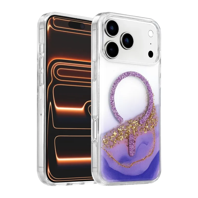 iPhone 17 Pro Max/18 Pro Max Lotus Simli Magsafe Kapak - Mor