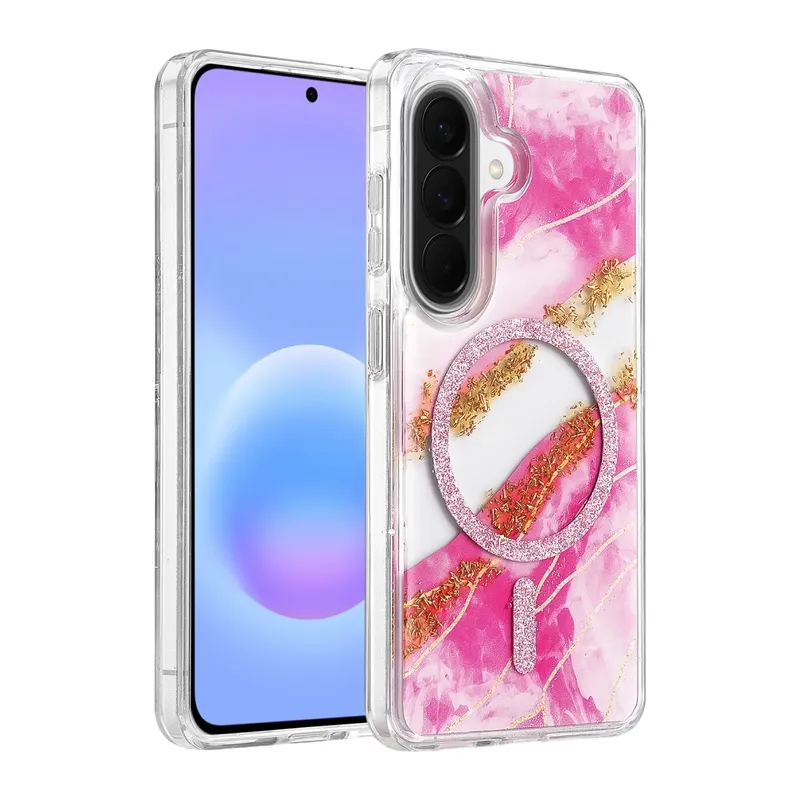Samsung Galaxy A37 5G Lotus Simli Magsafe Kapak - Pembe