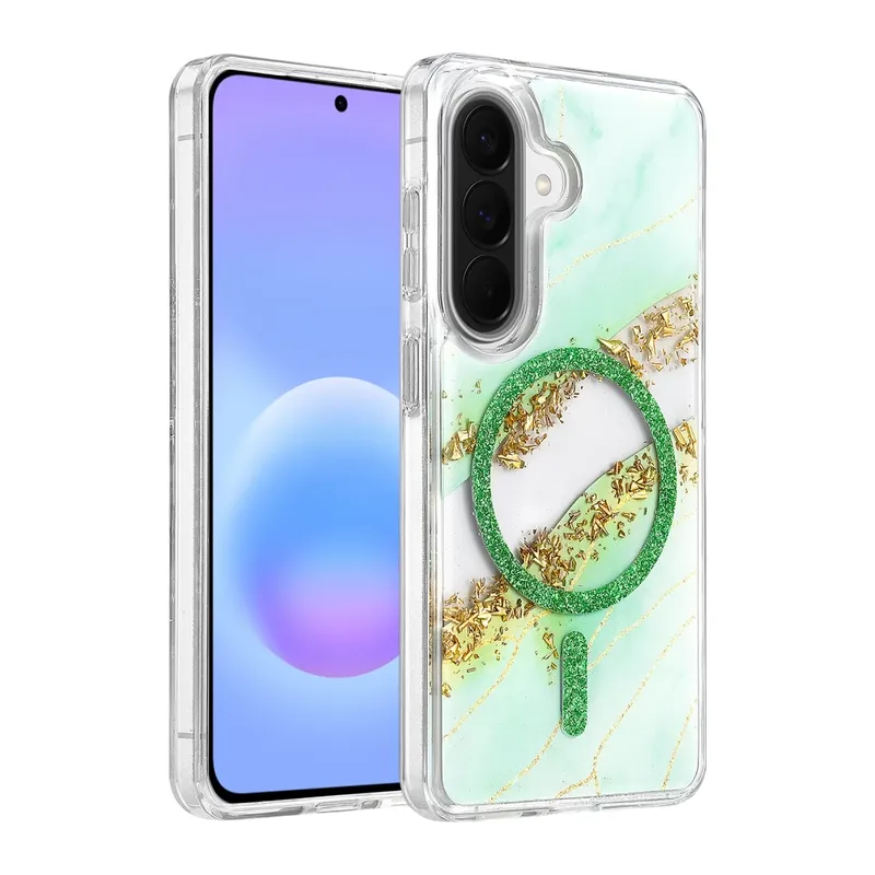 Samsung Galaxy A57 5G Lotus Simli Magsafe Kapak - Yeşil