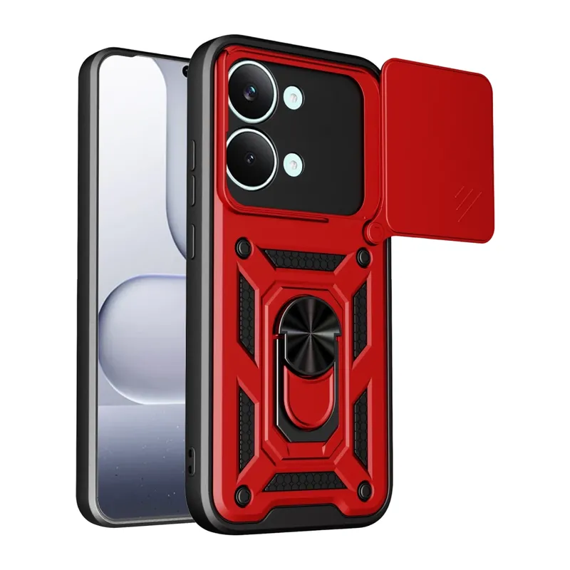 Poco X8 Pro Max Pars Lens Yüzüklü Silikon - Kırmızı