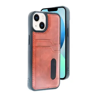 iPhone 15 Sara Kartvizitli Deri Kılıf - Taba