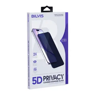 iPhone 18 Pro Max Bilvis 5D Privacy Diamond Hayalet Cam Ekran Koruyucu - Siyah