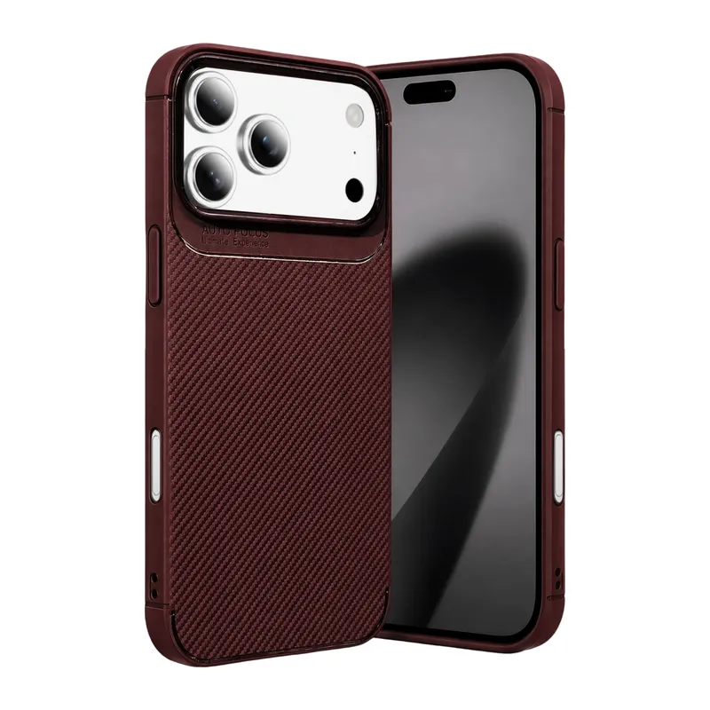 iPhone 18 Pro Max Auto Focus Karbon Kapak - Bordo