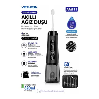 Şarjlı Ağız Duşu Diş Bakım Cihazı 4 Modlu Diş Arası Temizleyici 320ml 5 Başlıklı 1500 Mah Kablosuz