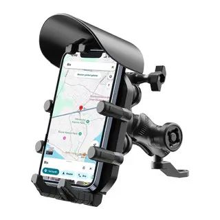 Ayna Bağlantılı Güneş Ve Yağmur Korumalı 360° Derece Ayarlanabilir Motosiklet Telefon Tutucu