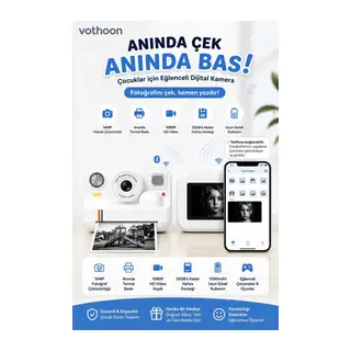 Çocuk Anında Baskılı Fotoğraf Makinesi 16mp Dijital Kamera 1080p Video Wifi Telefon Destekli