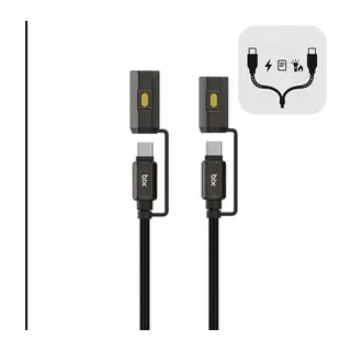 Led Fener Ve Alevsiz Çakmak Fonksiyonlu Type-c Şarj Ve Data Kablosu 120 Cm Siyah