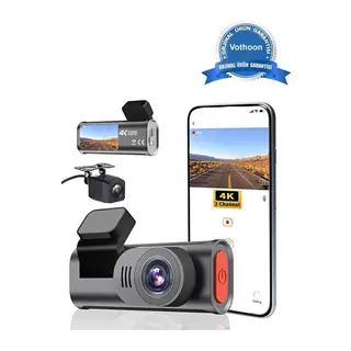 4k Wifi Çift Kameralı Araç Kamerası Gece Görüşlü G-sensörlü Dash Cam 170 Derece
