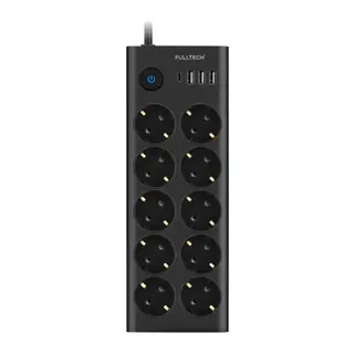 Fulltech Ftr14 Type-c Girişli Akım Korumalı 10’lu Priz, 3 Usb