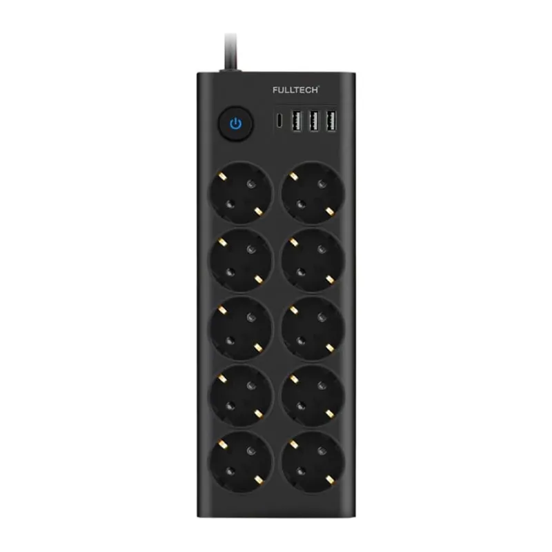 Fulltech Ftr14 Type-c Girişli Akım Korumalı 10’lu Priz, 3 Usb