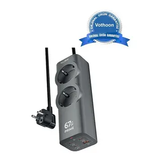 67w Hızlı Şarjlı Akıllı Çoklu Priz – 2000w Güç, 2 Usb-c + 2 Usb-a Çıkışlı, Telefon & Laptop Uyumlu
