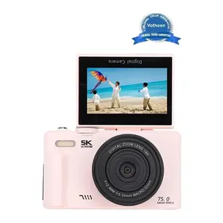 5k 75mp Hd Dijital Kamera 18x Dijital Zoom, Flaşlı,3.0 İnç Ekranlı Vlog Ve Fotoğraf Makinesi
