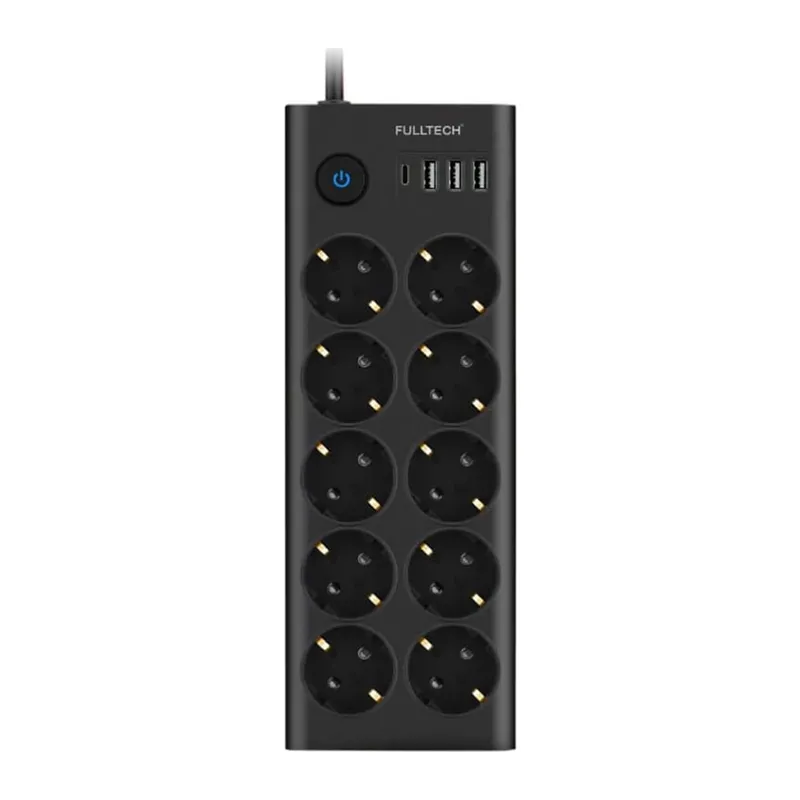 Fulltech Ftr14 Type-c Girişli Akım Korumalı 10’lu Priz, 3 Usb