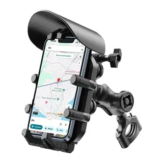 Gidon Bağlantılı Güneş Ve Yağmur Korumalı 360° Derece Ayarlanabilir Motosiklet Bisiklet Telefon Tutucu