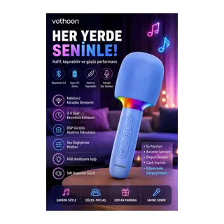 Çocuk Ve Yetişkin Karaoke Mikrofonu Kablosuz Rgb Ambiyans Işığı Ses Değiştirme Modlu Hoparlör